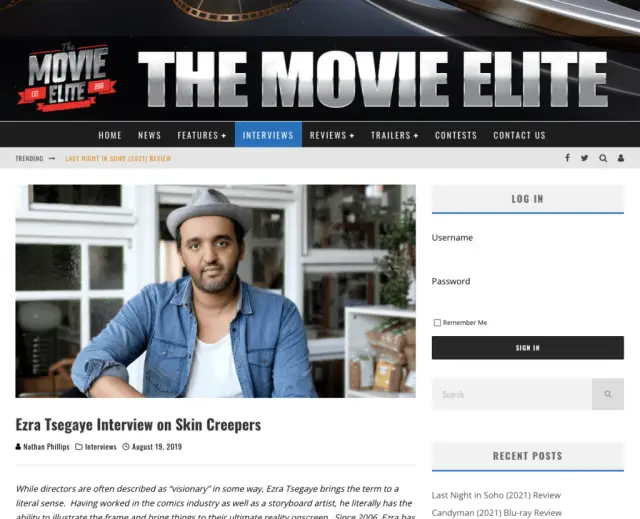 Presse: Ezra Tsegaye Interview on Skin Creepers